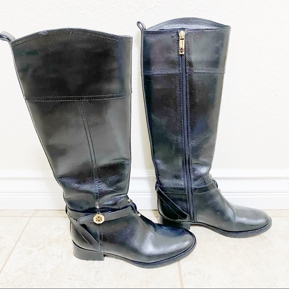 Tory Burch Brita black leather riding boots size 5.5 - Picture 3 of 11